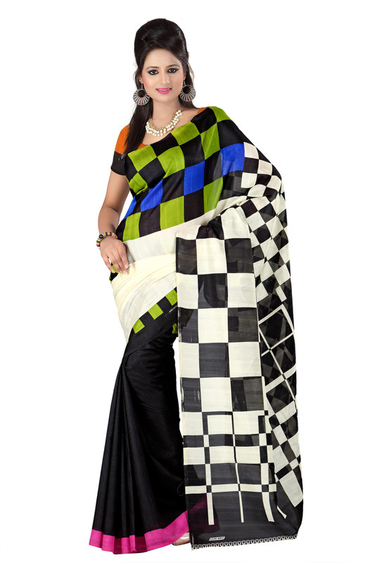Indrani Checkered Fashion Poly Georgette Saree(Multicolor) RS.1699 (70.00% Off) - Flipkart