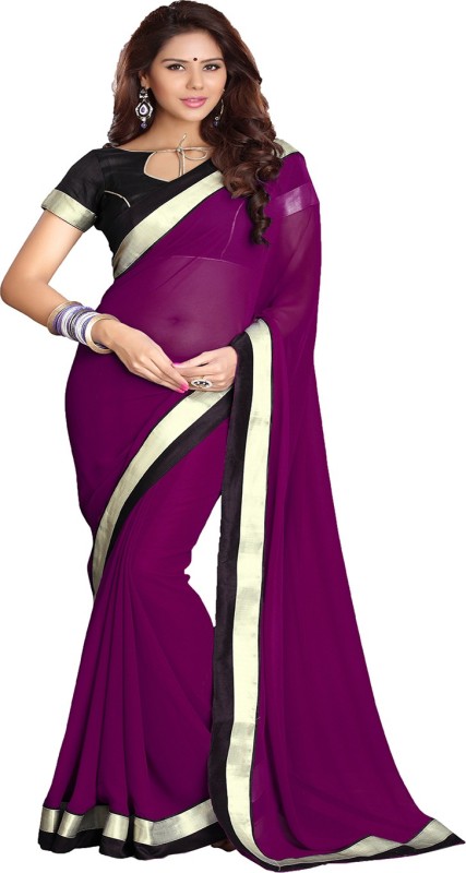 Sourbh Sarees Self Design Fashion Poly Georgette Saree(Magenta) RS.564 (64.00% Off) - Flipkart