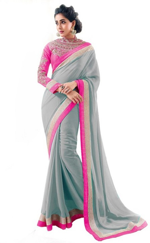 Florence Solid Fashion Art Silk Saree(Grey) RS.1179 (73.00% Off) - Flipkart