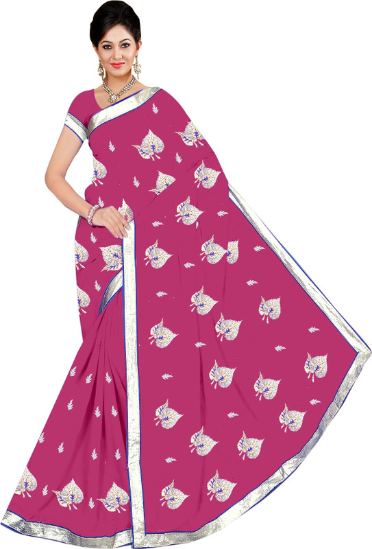 Winza Designer Embroidered Fashion Poly Georgette Saree(Multicolor)