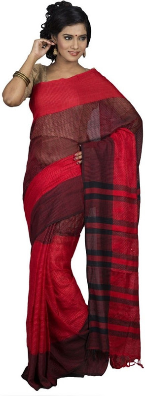 Hawai Polka Print Tant Cotton Saree(Red) RS.799 (80.00% Off) - Flipkart
