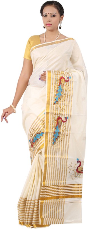 Selvamani Tex Solid Balarampuram Handloom Cotton Blend Saree(Gold)