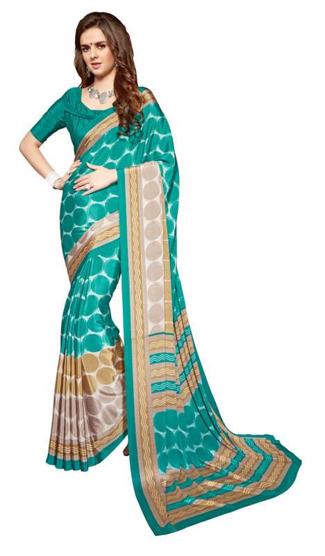 Jiya Self Design, Printed Fashion Poly Crepe Saree(Multicolor, Light Blue)