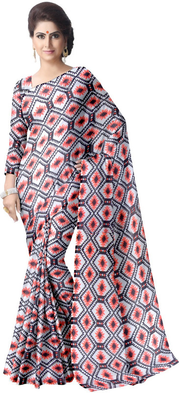 Suvastram Geometric Print Daily Wear Poly Georgette Saree(Multicolor)