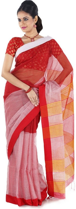 Hawai Self Design Tant Cotton Saree(Red) RS.1149 (74.00% Off) - Flipkart