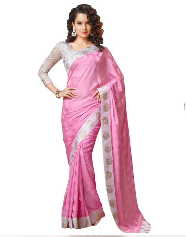 First Lady Printed Fashion Handloom Chiffon Saree(Pink) RS.2700 (70.00% Off) - Flipkart
