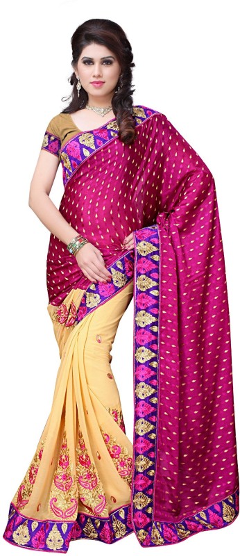 JTInternational Embroidered Fashion Handloom Poly Georgette Saree(Multicolor)