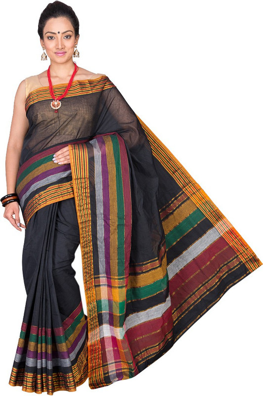 Pavechas Solid Venkatagiri Cotton Saree(Black) RS.566 (67.00% Off) - Flipkart