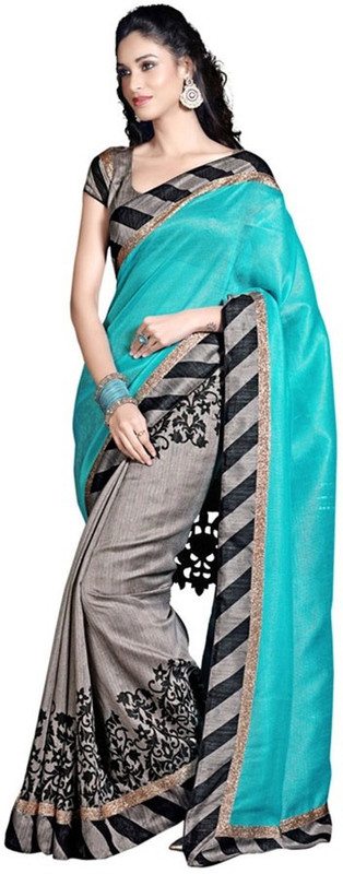 svb sarees Printed Bhagalpuri Bhagalpuri Silk Saree(Blue)
