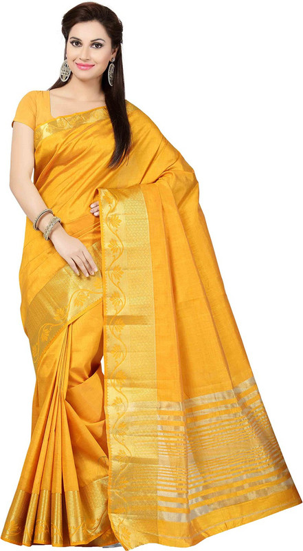 Ishin Woven Fashion Tussar Silk Saree(Yellow)