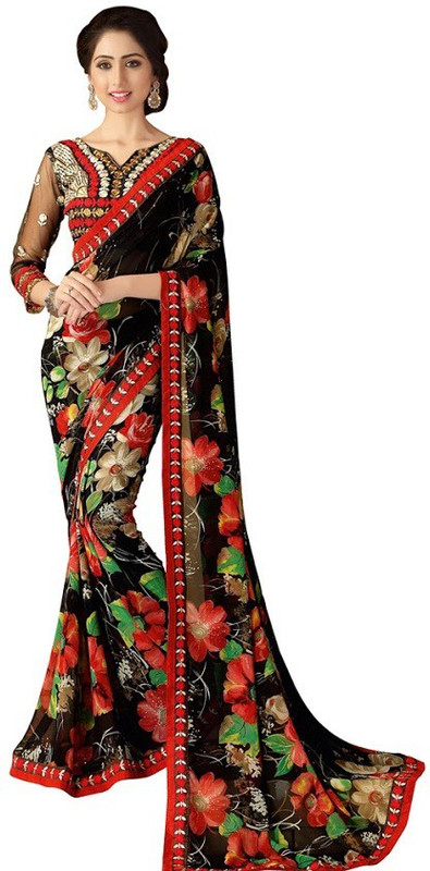 Kintu Designs Pvt. Ltd. Self Design Fashion Poly Georgette Saree(Multicolor)
