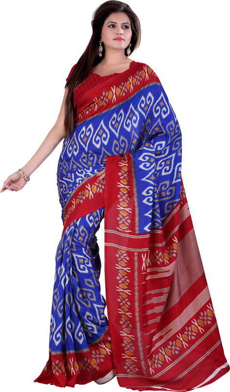 Khoobee Self Design, Printed Fashion Poly Silk Saree(Multicolor, Blue, Maroon)