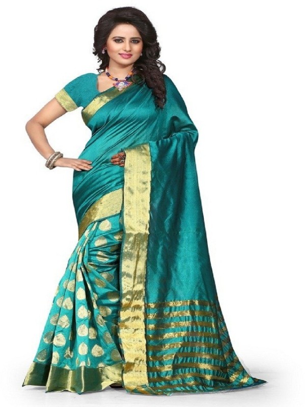 Binal Fashion Printed Bollywood Poly Silk Saree(Blue)