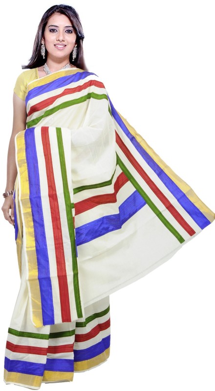 Fashionkiosks Self Design Balarampuram Handloom Cotton Blend Saree(Multicolor) RS.2099 (66.00% Off) - Flipkart