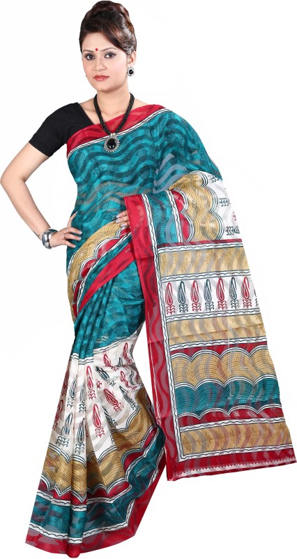 Anushree Saree Printed Fashion Cotton Blend Saree(Multicolor) RS.1998 (77.00% Off) - Flipkart