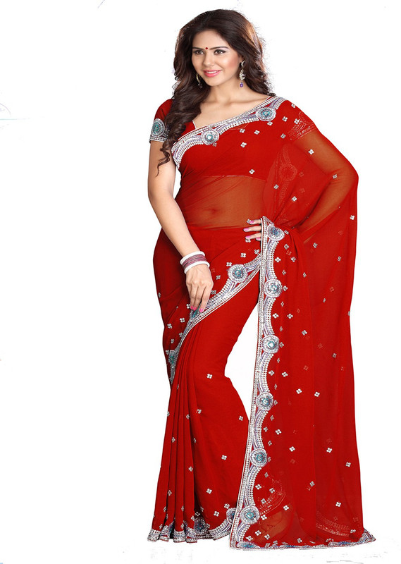 Sourbh Sarees Self Design, Solid, Printed Fashion Poly Georgette Saree(Red) RS.1026 (64.00% Off) - Flipkart