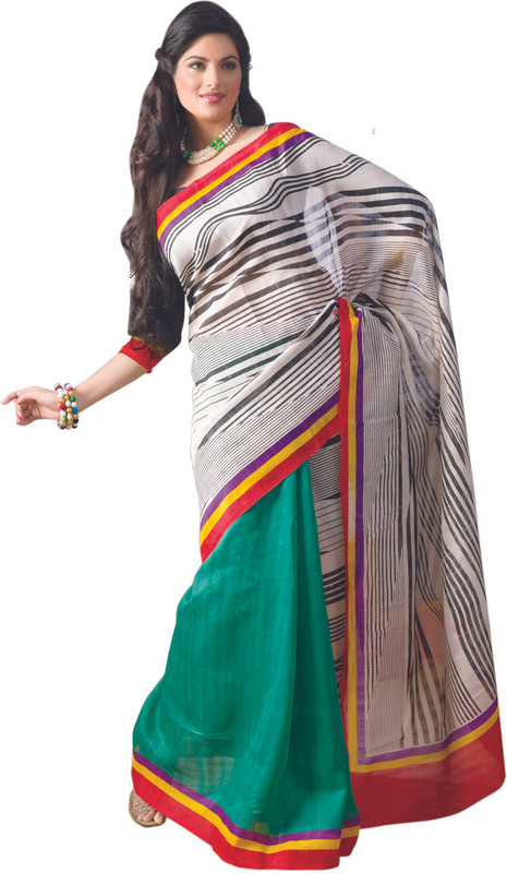 Sunaina Striped Fashion Poly Georgette Saree(Multicolor)