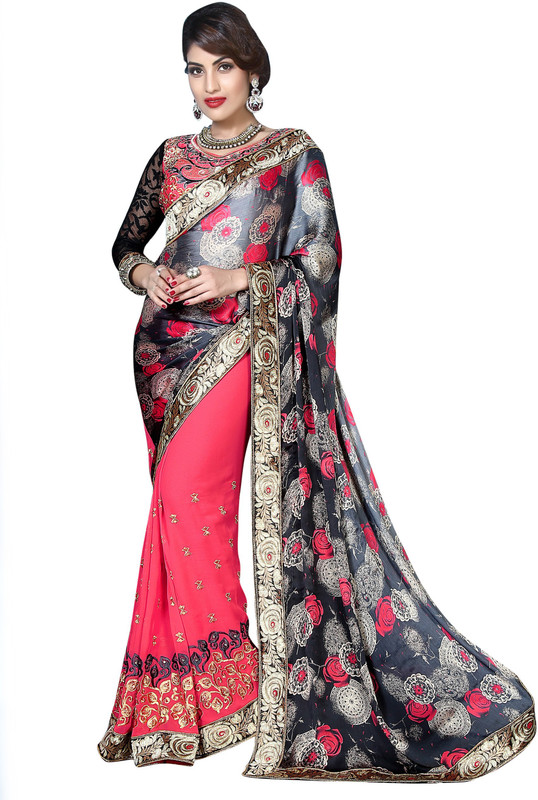 Blissta Embroidered Fashion Satin Blend Saree(Multicolor)