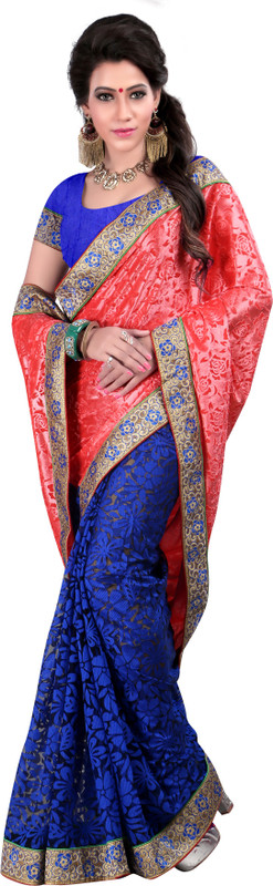 Gunjan Creations Self Design Fashion Cotton Blend Saree(Pack of 2, Brown)