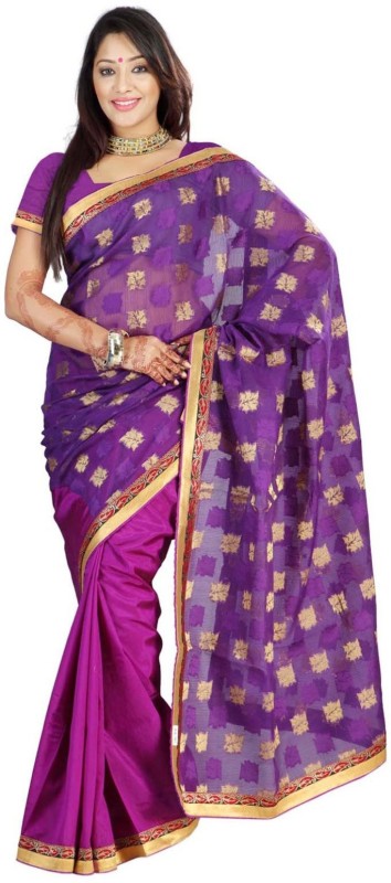 Weavedeal Embellished Banarasi Art Silk Saree(Purple) RS.1399 (65.00% Off) - Flipkart