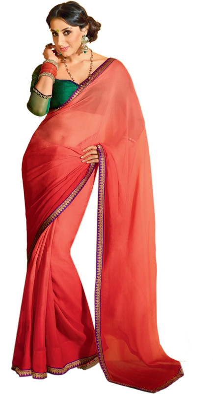 Vishal Solid Fashion Chiffon Saree(Maroon)