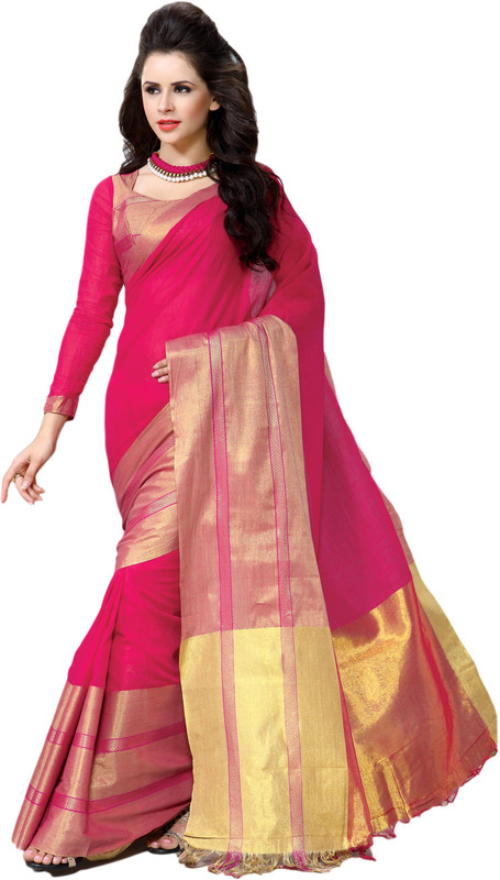 M.S.Retail Solid Fashion Handloom Cotton Saree(Pink) RS.1200 (84.00% Off) - Flipkart