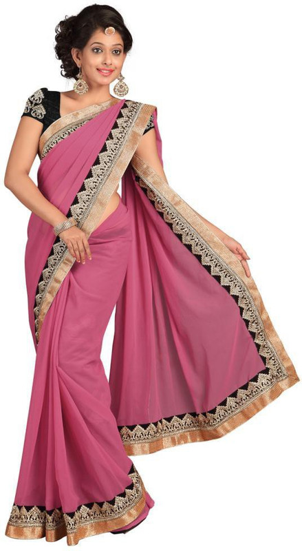 Chirag Sarees Embroidered Fashion Chiffon Saree(Pink) RS.1980 (81.00% Off) - Flipkart