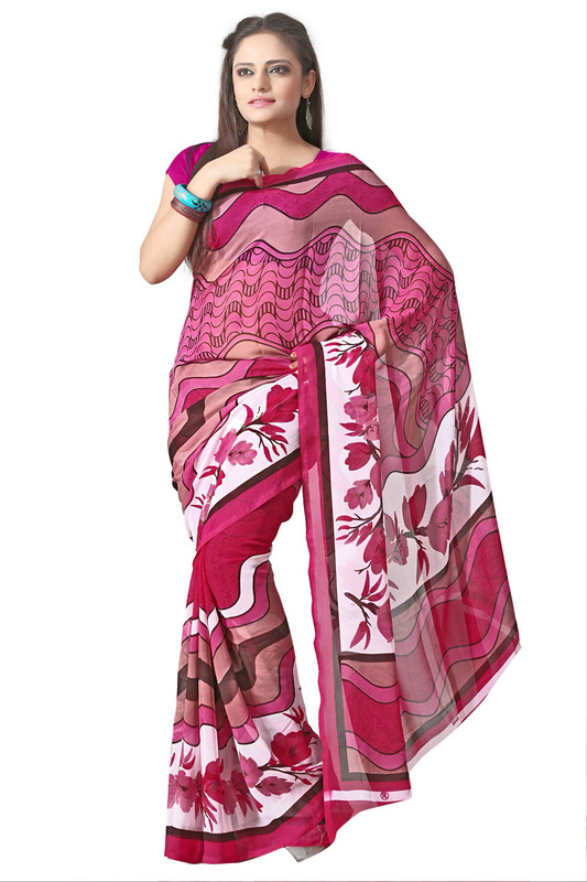 Suali Printed Daily Wear Georgette Saree(Maroon) RS.444 (67.00% Off) - Flipkart