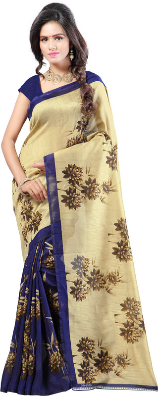 Indrani Printed Bhagalpuri Printed Silk Saree(Blue) RS.399 (81.00% Off) - Flipkart