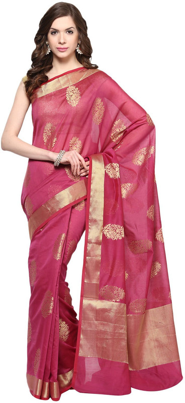 Fabroop Woven Fashion Cotton Blend Saree(Purple)