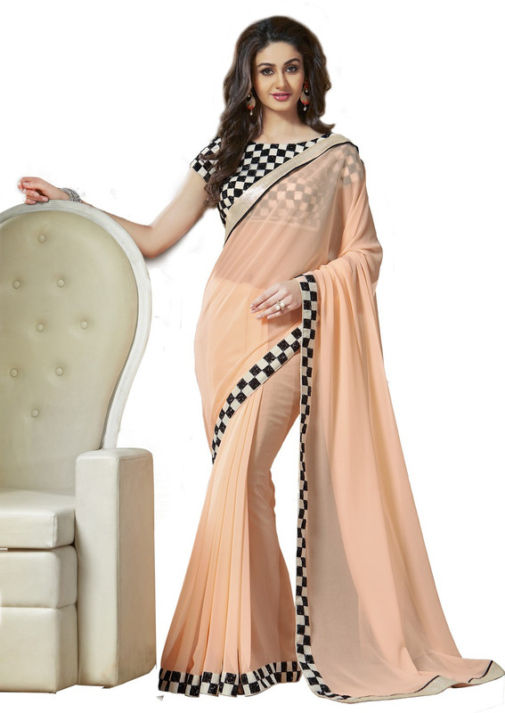 Shivanifashion Solid Bollywood Cotton Blend Saree(Beige)