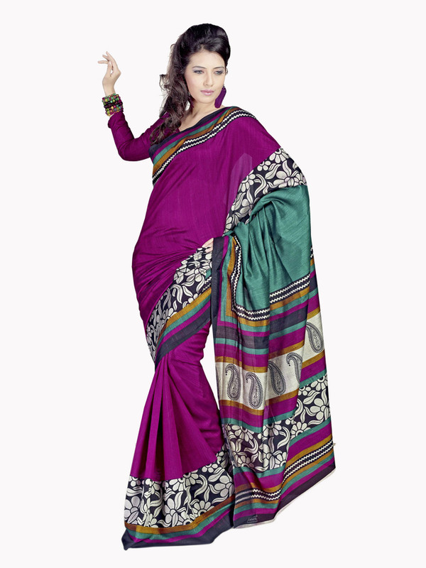 Sunaina Printed Cotton, Silk Saree(Pink, Green) RS.499 (69.00% Off) - Flipkart