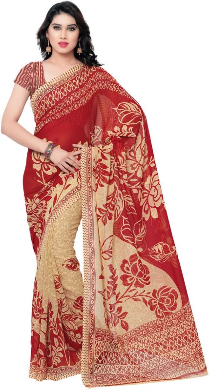 Anand Sarees Printed Daily Wear Poly Georgette Saree(Red)