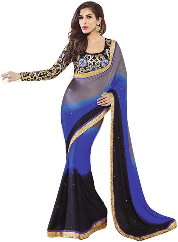 Indian Roots Embellished Bollywood Art Silk Saree(Blue) RS.711 (89.00% Off) - Flipkart