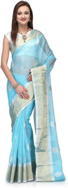 Aadhuni Self Design Fashion Tussar Silk Saree(Blue)