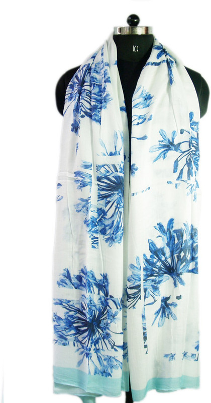 VR Designers Floral Print Cotton Tencel Blend Women Stole