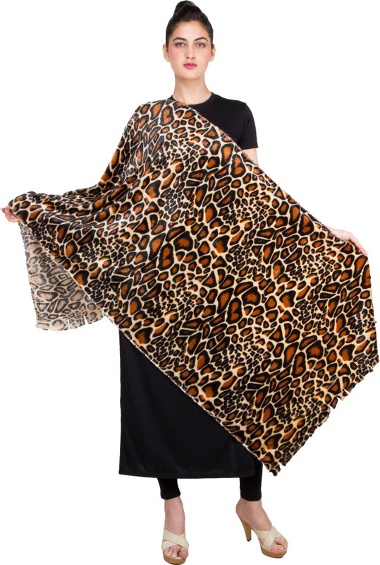 Keepsake Velvet Animal Print Women Shawl(Brown)