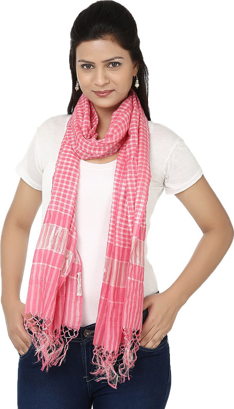 Tomorrow's Antiques Checkered Poly Silk Women Scarf