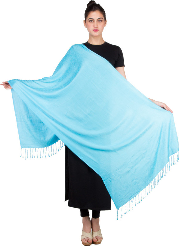 Keepsake Polycotton Self Design Women Shawl(Blue)