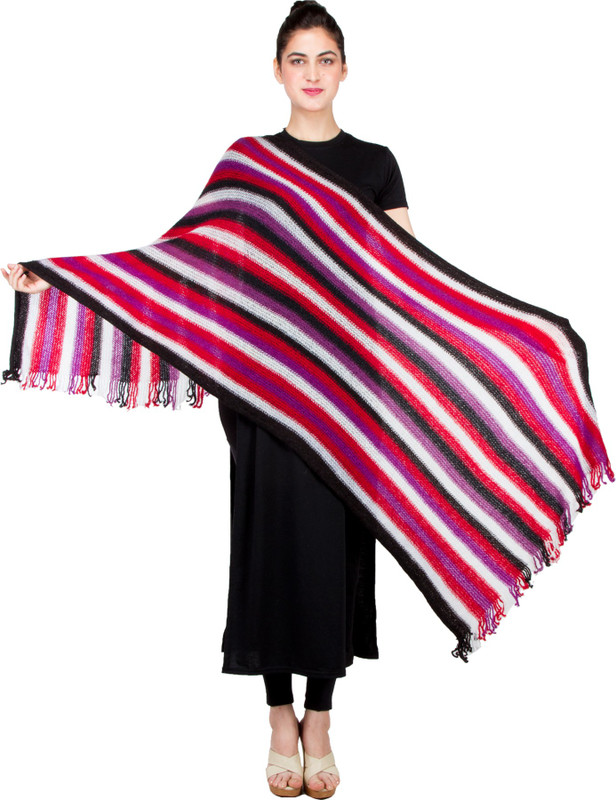 Keepsake Polycotton Striped Women Shawl(Black)