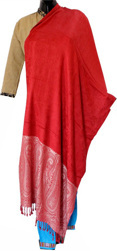 Baba Handicrafts Applique Cotton-Pashamina Women Stole