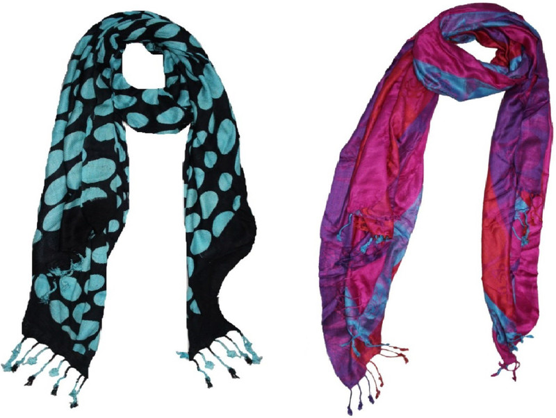 AS42 Geometric Print, Striped Cotton Viscose Blend, Cotton Rayon Blend Women Stole