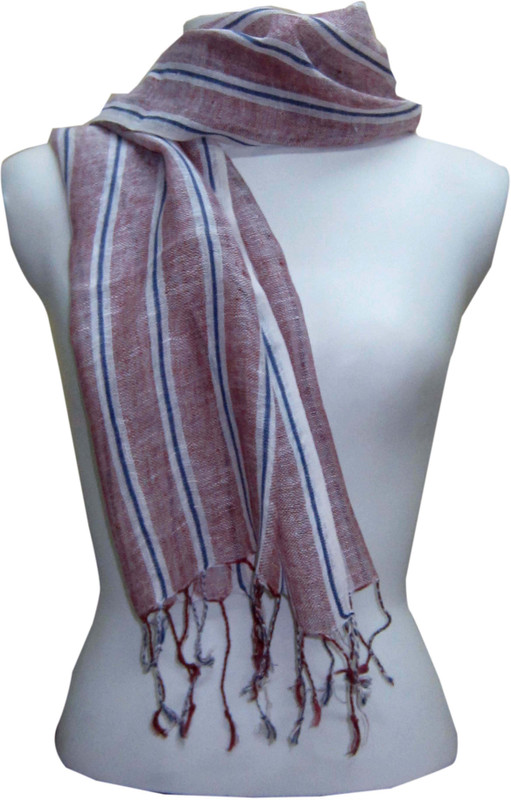 Dushaalaa Striped Cotton Linen Blend Women Scarf