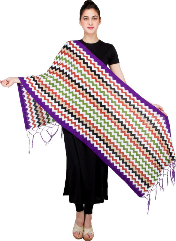 Keepsake Polycotton Striped Women Shawl(Purple)