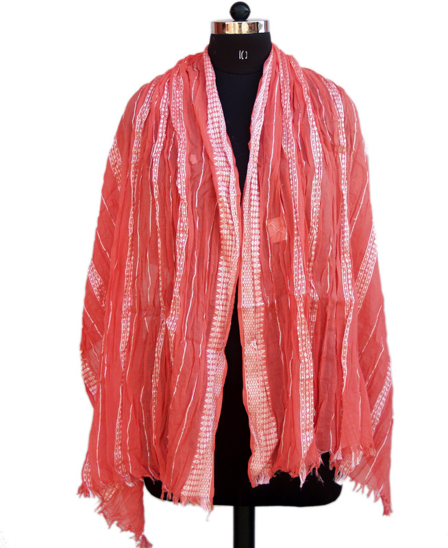 VR Designers Striped Cotton Blend Women Stole