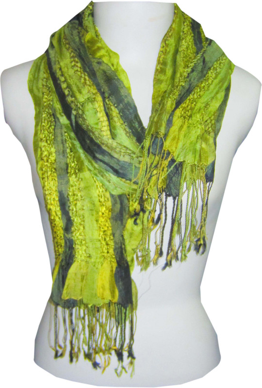 Dushaalaa Striped Poly Silk, Lycra Blend Women Scarf