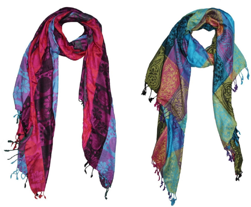 AS42 Striped Cotton Rayon Blend Women Stole