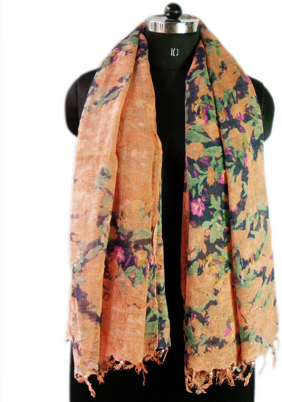 VR Designers Floral Print Cotton Linen Blend Women Stole