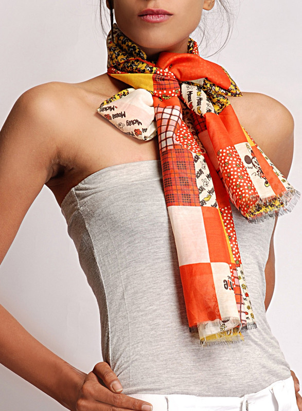 Disney Printed Cotton Blend, Poly Silk Women Scarf