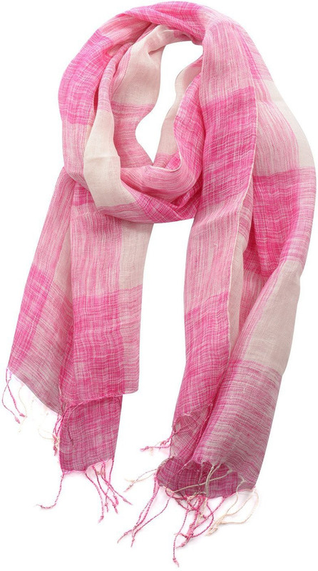 Dushaalaa Checkered Cotton Linen Blend Women Scarf